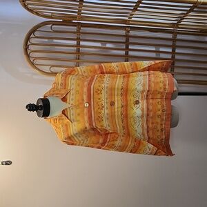 Coldwater Creek orange geometric sun floral pattern lightweight jacket size XL
